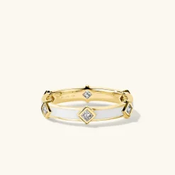 Rings<Mejuri Angled Diamond Station Enamel Ring