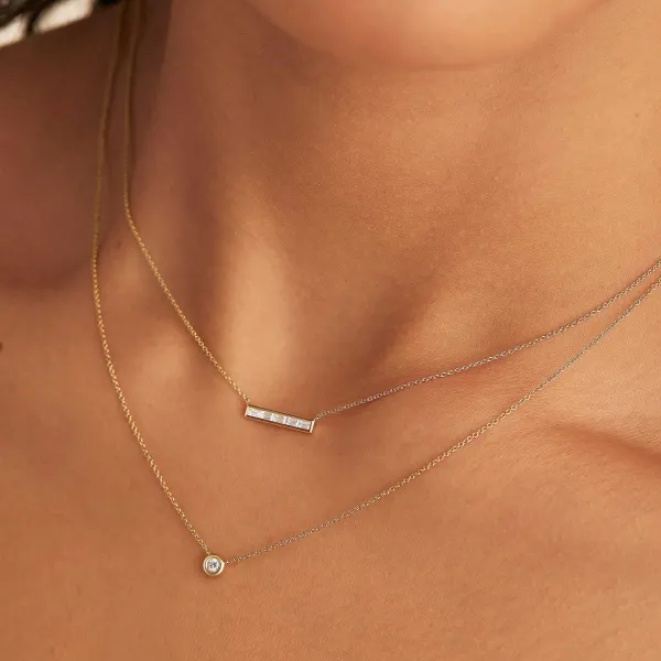 Necklaces<Mejuri Baguette Diamond Bar Necklace