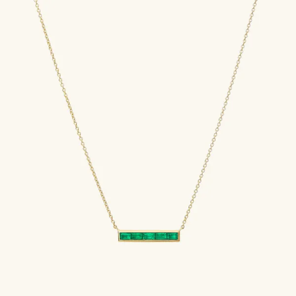 Necklaces<Mejuri Baguette Emerald Bar Necklace