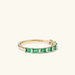 Rings<Mejuri Baguette Emerald Half Eternity Band