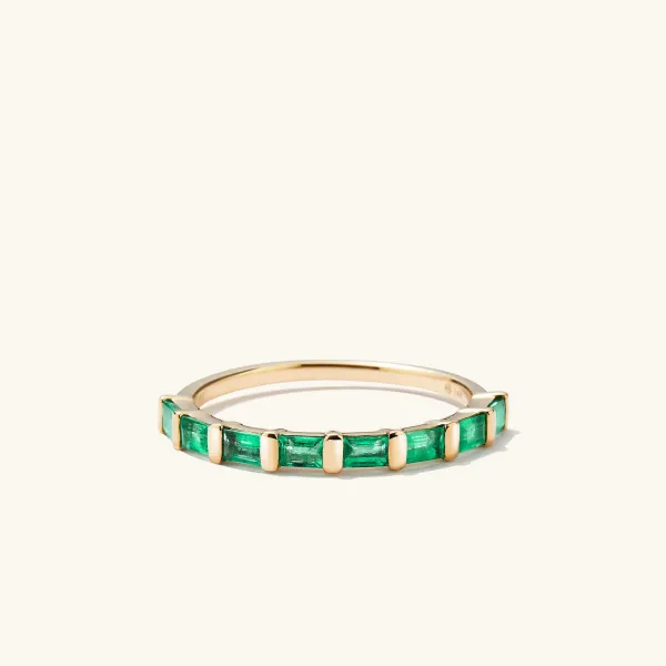 Rings<Mejuri Baguette Emerald Half Eternity Band