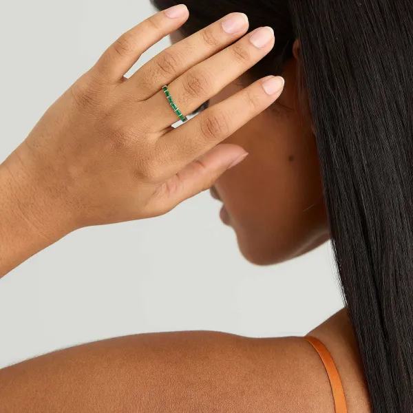 Rings<Mejuri Baguette Emerald Half Eternity Band