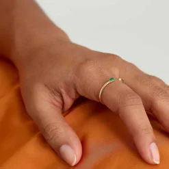 Rings<Mejuri Baguette Emerald Open Ring