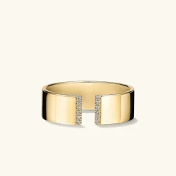 Rings<Mejuri Beam Pav Diamond Open Cigar Band