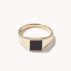 Rings<Mejuri Black Onyx Square Signet Ring