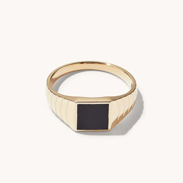 Rings<Mejuri Black Onyx Square Signet Ring