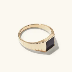 Rings<Mejuri Black Onyx Square Signet Ring
