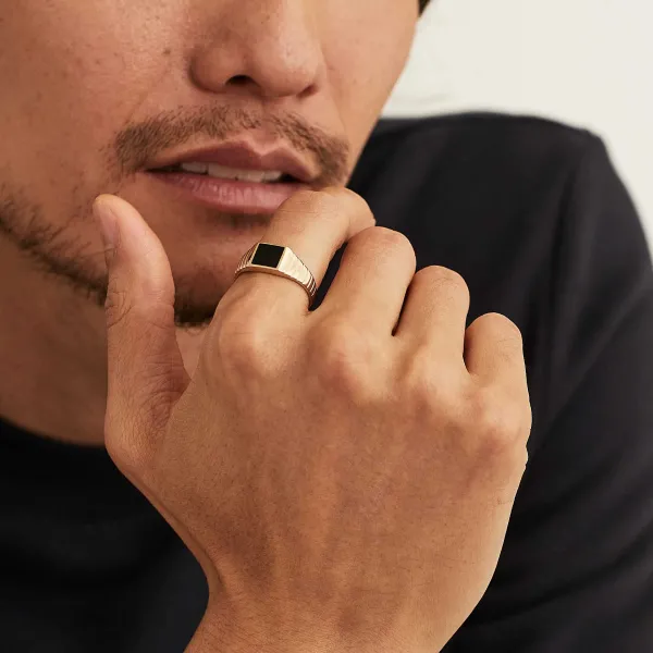 Rings<Mejuri Black Onyx Square Signet Ring
