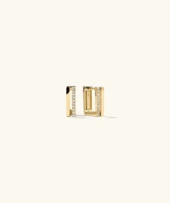 Earrings<Mejuri Block Pav Diamond Duo Hoops