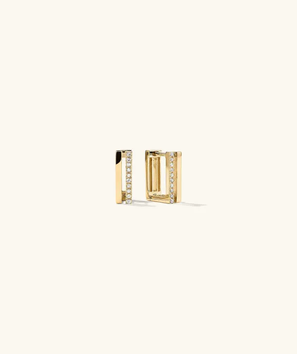Earrings<Mejuri Block Pav Diamond Duo Hoops
