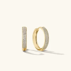 Earrings<Mejuri Bold Pav Diamond Medium Hoops