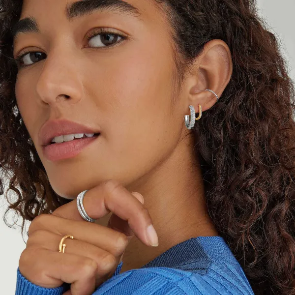 Earrings<Mejuri Bold Pav Diamond Medium Hoops