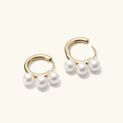 Earrings<Mejuri Bold Pearl Trio Hoop Earrings