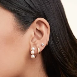 Earrings<Mejuri Bold Pearl Trio Hoop Earrings