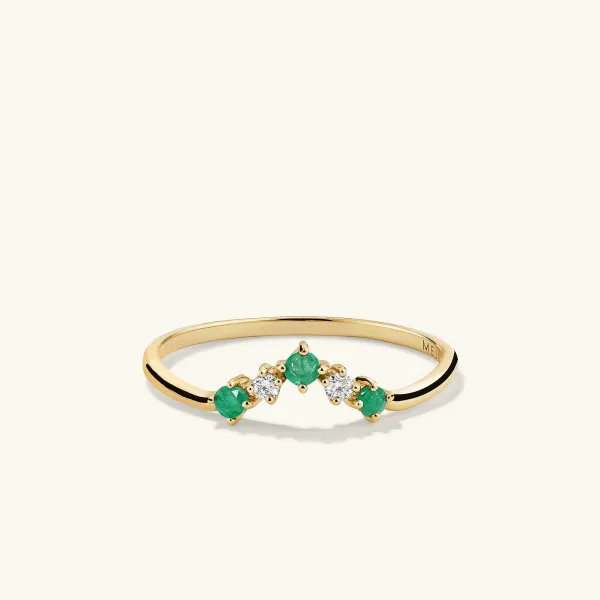 Rings<Mejuri Emerald And Diamond Wishbone Ring