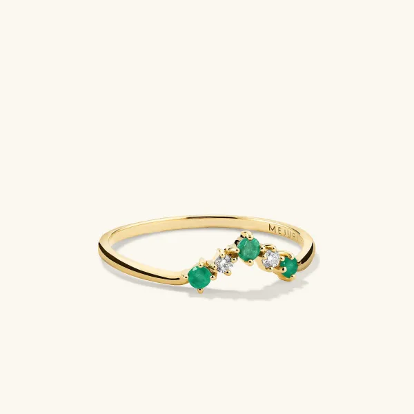 Rings<Mejuri Emerald And Diamond Wishbone Ring