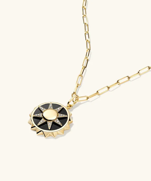 Necklaces<Mejuri Energy: Sun Pav Diamond Coin Charm Pendant