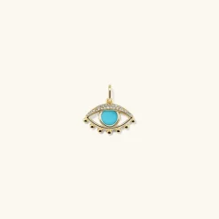 Necklaces<Mejuri Evil Eye Pav Diamond & Turquoise Charm Pendant