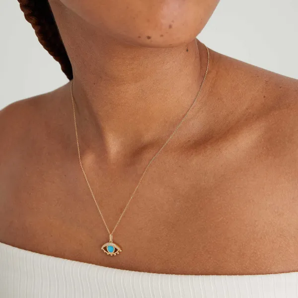 Necklaces<Mejuri Evil Eye Pav Diamond & Turquoise Charm Pendant