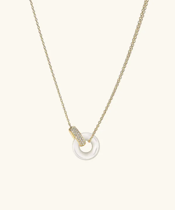 Necklaces<Mejuri Linked Pav Diamond Pearl Necklace
