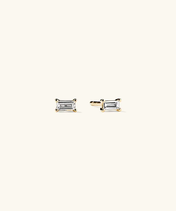 Earrings<Mejuri Mini Baguette Diamond Studs