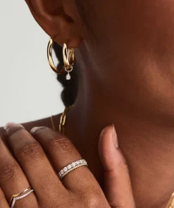 Earrings<Mejuri Mini Pear Diamond Hoop Charm