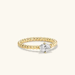 Rings<Mejuri Oval Diamond Bold Beaded Ring