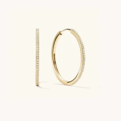 Earrings<Mejuri Pav Diamond Large Hoops