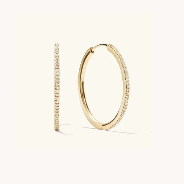 Earrings<Mejuri Pav Diamond Large Hoops