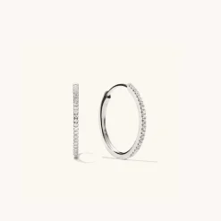 Earrings<Mejuri Pav Diamond Medium Hoops