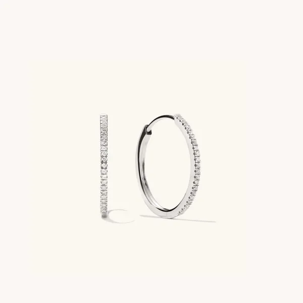 Earrings<Mejuri Pav Diamond Medium Hoops