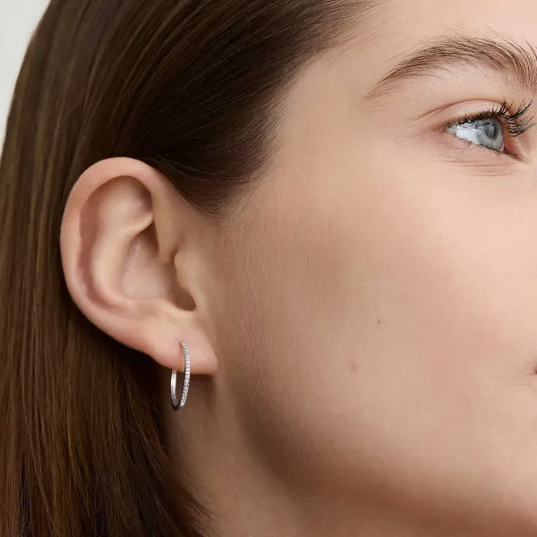 Earrings<Mejuri Pav Diamond Medium Hoops