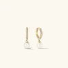 Earrings<Mejuri Pav Diamond Pearl Huggies