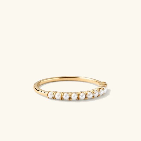 Rings<Mejuri Pearl Half Eternity Ring
