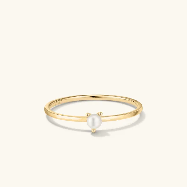 Rings<Mejuri Pearl Slim Stacker Ring
