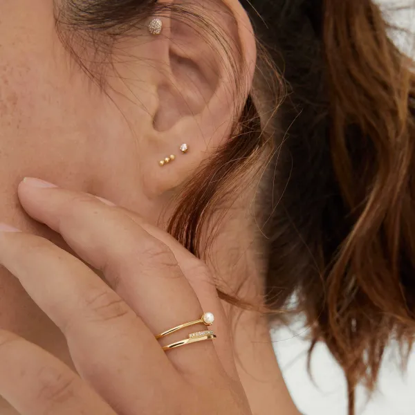 Rings<Mejuri Pearl Slim Stacker Ring