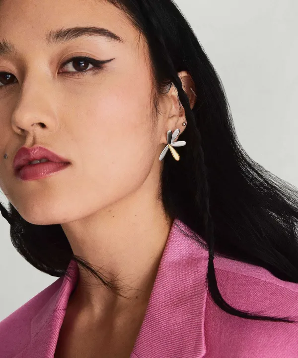 Earrings<Mejuri Pressed Flower Two-Tone Large Stud Earrings