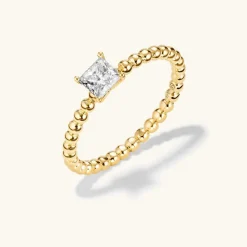 Rings<Mejuri Princess Cut Diamond Bold Beaded Ring