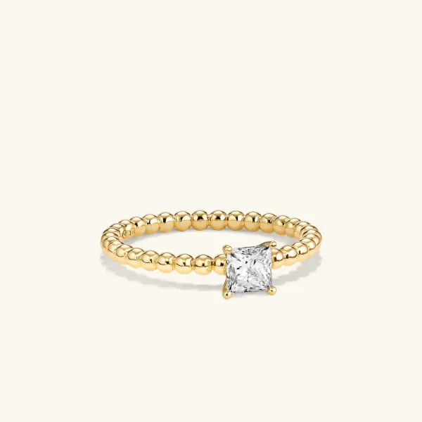 Rings<Mejuri Princess Cut Diamond Bold Beaded Ring