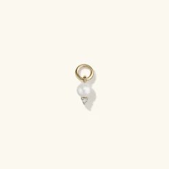 Earrings<Mejuri Single Diamond And Pearl Hoop Charm
