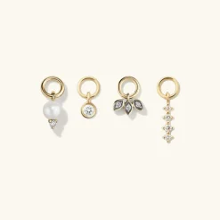 Earrings<Mejuri Single Diamond And Pearl Hoop Charm