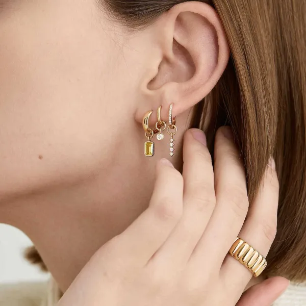 Earrings<Mejuri Single Diamond Icicle Hoop Charm