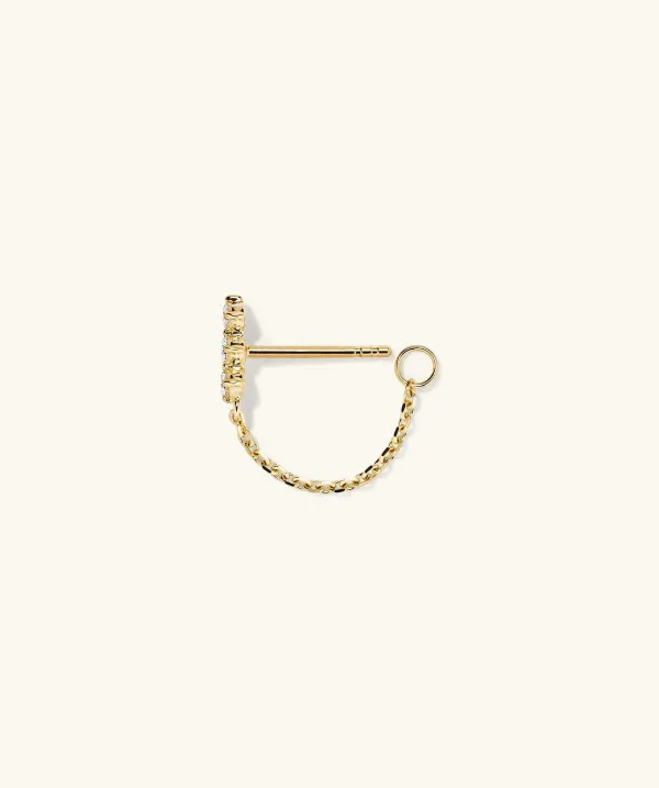 Earrings<Mejuri Single Diamond Trio Chain Stud