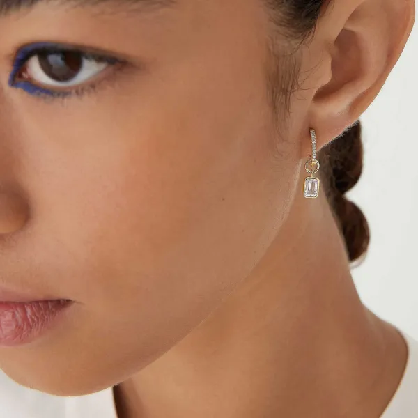 Earrings<Mejuri Single Emerald Cut Gemstone Hoop Charm