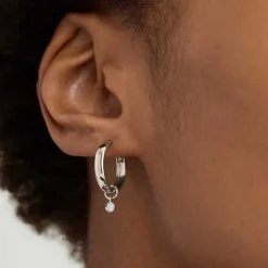 Earrings<Mejuri Single Mini Gemstone Hoop Charm