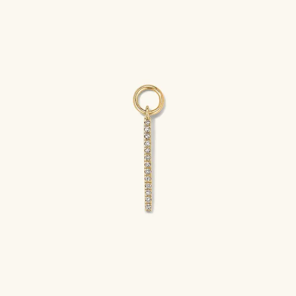Earrings<Mejuri Single Pav Diamond Bar Hoop Charm