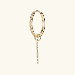 Earrings<Mejuri Single Pav Diamond Bar Hoop Charm