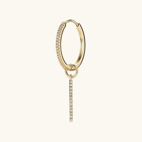 Earrings<Mejuri Single Pav Diamond Bar Hoop Charm