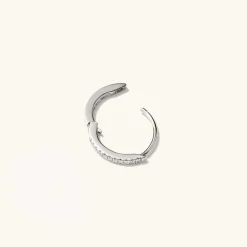 Earrings<Mejuri Single Pav Diamond Huggie Hoop