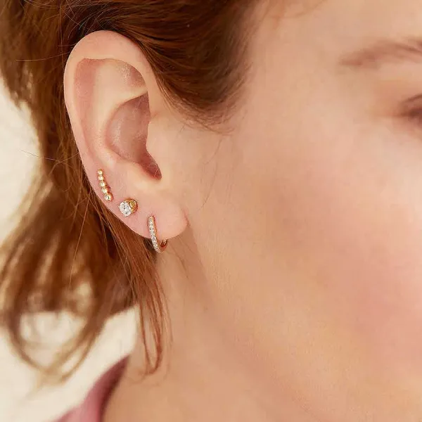 Earrings<Mejuri Single Pav Diamond Huggie U Hoop
